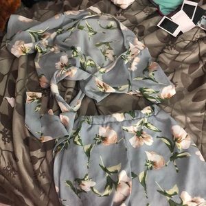 2 piece Hawaiian crop top and shorts set